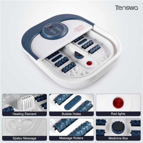 Collapsible Foot Spa Bath Massager with Heat, Bubbles, Pedicure Foot Spa with 8 - Picture 2 of 8